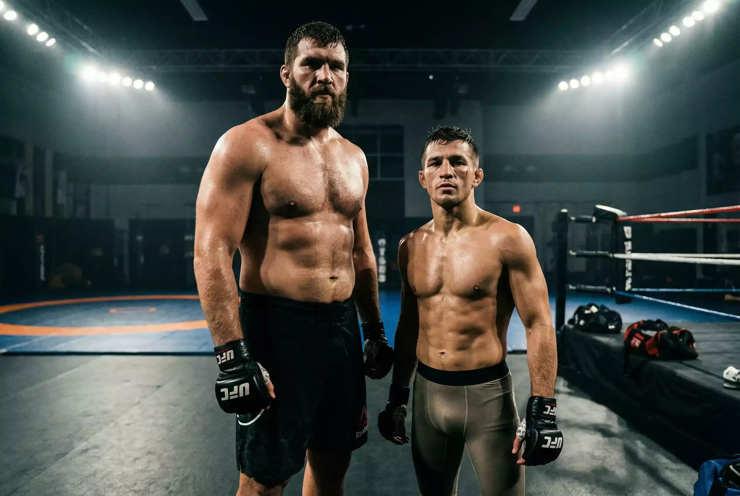 Athletische MMA-Kämpfer verschiedener Gewichtsklassen im Octagon